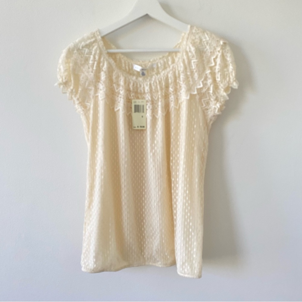 Max Studio Women’s Cap Sleeve Lace Top NEW